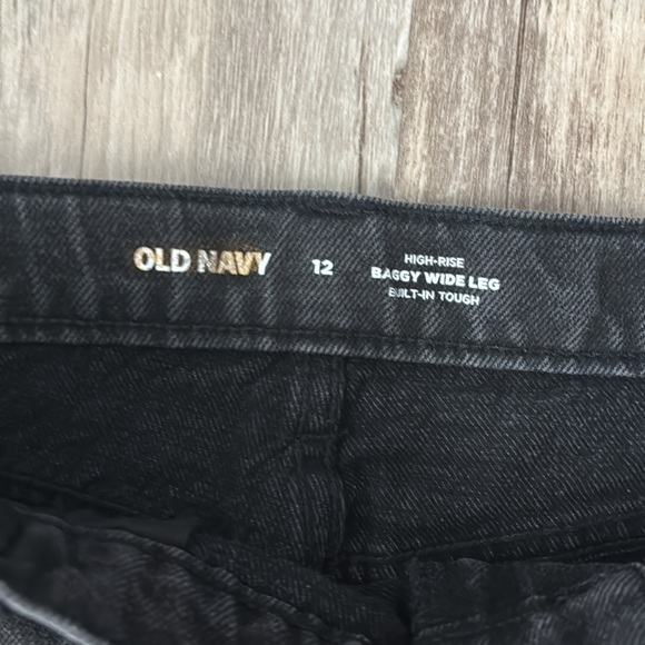 Old Navy wide leg black cargo jeans girls size 12 - Picture 2 of 4